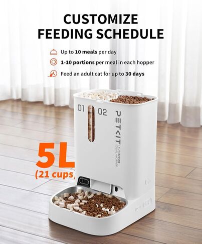 PETKIT Automatic Cat Feeder with Camera, 1080P HD Video with Night Vision, 2.4G WiFi Pet Feeder for Cat & Small Dog, 2-Way Audio & Meal Call Pet Food Dispenser with Desiccant Bag, Motion Capturing in Saudi Arabia