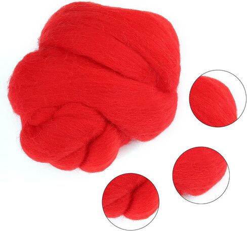 Felt Roving Wool Roving Yarn Soft Wool Fibre Felting Wool Yarn Roving for HandDiy Craft, 55G/1.94Oz (Red) in Saudi Arabia