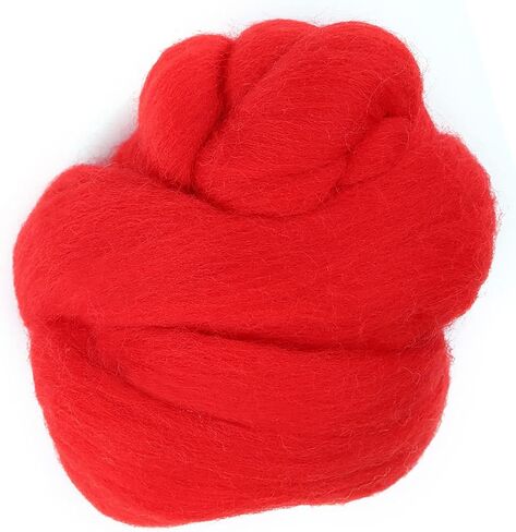 Felt Roving Wool Roving Yarn Soft Wool Fibre Felting Wool Yarn Roving for HandDiy Craft, 55G/1.94Oz (Red) in Saudi Arabia