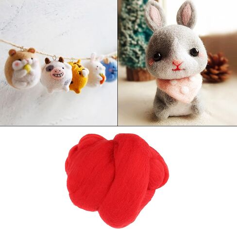Felt Roving Wool Roving Yarn Soft Wool Fibre Felting Wool Yarn Roving for HandDiy Craft, 55G/1.94Oz (Red) in Saudi Arabia