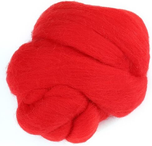 Felt Roving Wool Roving Yarn Soft Wool Fibre Felting Wool Yarn Roving for HandDiy Craft, 55G/1.94Oz (Red) in Saudi Arabia