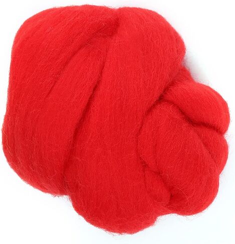 Felt Roving Wool Roving Yarn Soft Wool Fibre Felting Wool Yarn Roving for HandDiy Craft, 55G/1.94Oz (Red) in Saudi Arabia