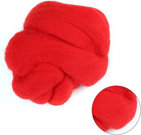 Felt Roving Wool Roving Yarn Soft Wool Fibre Felting Wool Yarn Roving for HandDiy Craft, 55G/1.94Oz (Red) in Saudi Arabia
