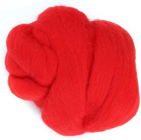 Felt Roving Wool Roving Yarn Soft Wool Fibre Felting Wool Yarn Roving for HandDiy Craft, 55G/1.94Oz (Red) in Saudi Arabia