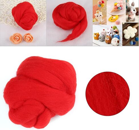 Felt Roving Wool Roving Yarn Soft Wool Fibre Felting Wool Yarn Roving for HandDiy Craft, 55G/1.94Oz (Red) in Saudi Arabia