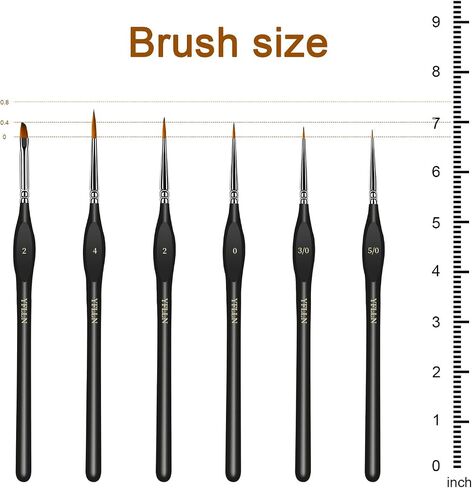 6Pcs Miniature Paint Brushes Set with Triangular Handles - for Acrylics, Oils, Watercolors & Paint by Number, Figurine(Black) in Kuwait