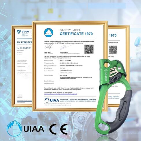 UIAA & CE Certified Climbing Rappelling Equip Hand Ascender Left Right Hand for 8-13mm Rope 4kN in Kuwait