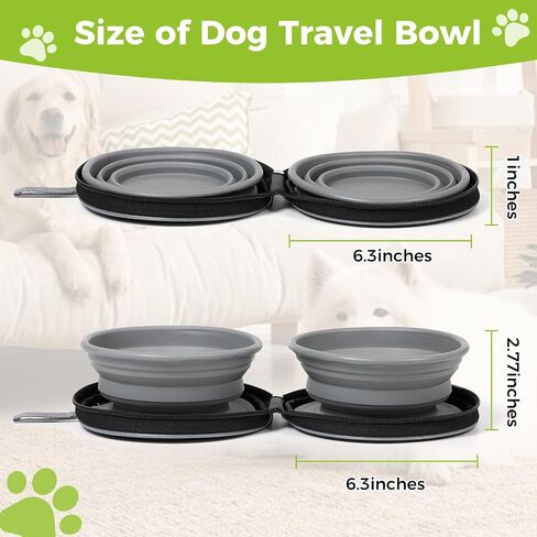 أوعية كلب سفر قابلة للطي ، 2 في 1 Pet Bowl Protable سيليكون قابلة للطي قابلة للطي في الهواء الطلق in Saudi Arabia
