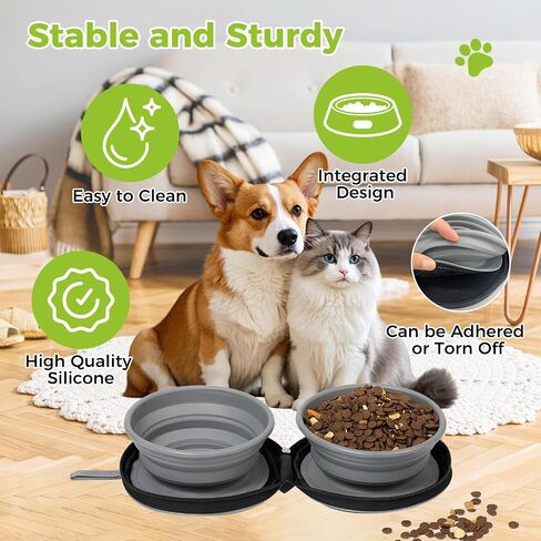أوعية كلب سفر قابلة للطي ، 2 في 1 Pet Bowl Protable سيليكون قابلة للطي قابلة للطي في الهواء الطلق in Saudi Arabia