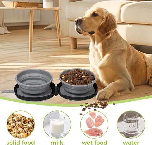 أوعية كلب سفر قابلة للطي ، 2 في 1 Pet Bowl Protable سيليكون قابلة للطي قابلة للطي في الهواء الطلق in Saudi Arabia