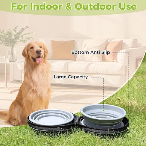 أوعية كلب سفر قابلة للطي ، 2 في 1 Pet Bowl Protable سيليكون قابلة للطي قابلة للطي في الهواء الطلق in Saudi Arabia