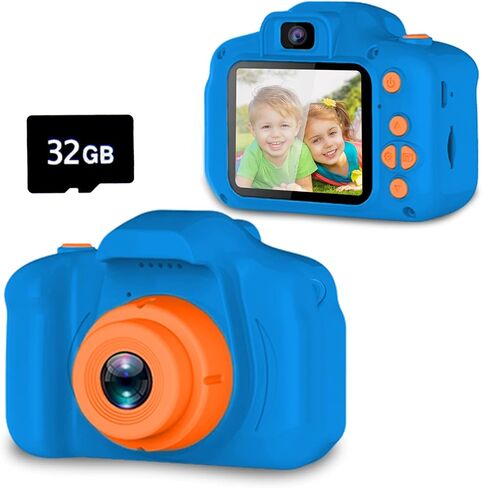 Seckton Upgrade Kids Selfie Camera, Christmas Birthday Gifts for Boys Age 3-9, HD Digital Video Cameras for Toddler, Portable Toy for 3 4 5 6 7 8 Year Old Boy with 32GB SD Card-Navy Blue in Kuwait