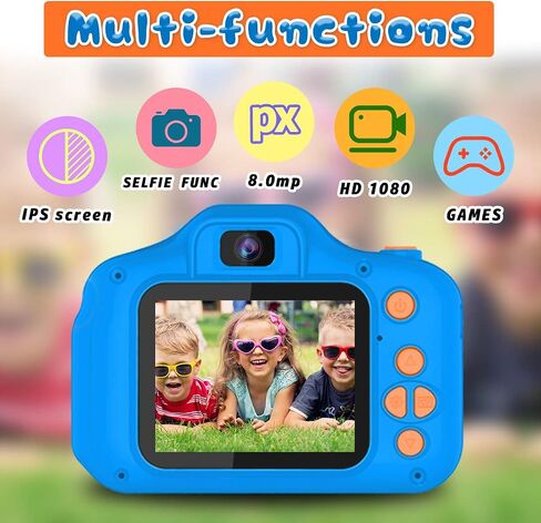 Seckton Upgrade Kids Selfie Camera, Christmas Birthday Gifts for Boys Age 3-9, HD Digital Video Cameras for Toddler, Portable Toy for 3 4 5 6 7 8 Year Old Boy with 32GB SD Card-Navy Blue in Kuwait