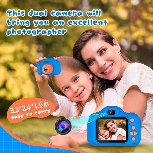 Seckton Upgrade Kids Selfie Camera, Christmas Birthday Gifts for Boys Age 3-9, HD Digital Video Cameras for Toddler, Portable Toy for 3 4 5 6 7 8 Year Old Boy with 32GB SD Card-Navy Blue in Kuwait