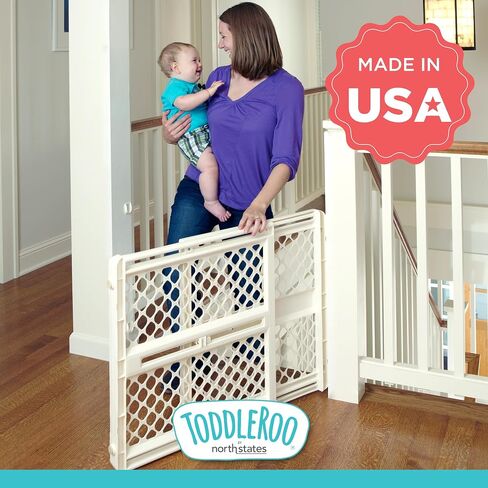 Toddleroo by North States - Supergate Ergo Baby Gate: Plastic Baby Gate for Stairs & Doorways - Adjustable Indoor Safety Gate - Made in USA - 26 to 42 Inches Wide - 26 Inches Tall - Sand in Kuwait
