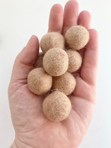 2.5 cm handmade felt balls - Bulk Quantity: 50 - Thanksgiving Colors: Brown, Cider Orange, Almond, Cream, Olive Green - 100% Wool Poms for Crafting, Garland Making, Mantel Banner, Fall Color Scheme in Kuwait