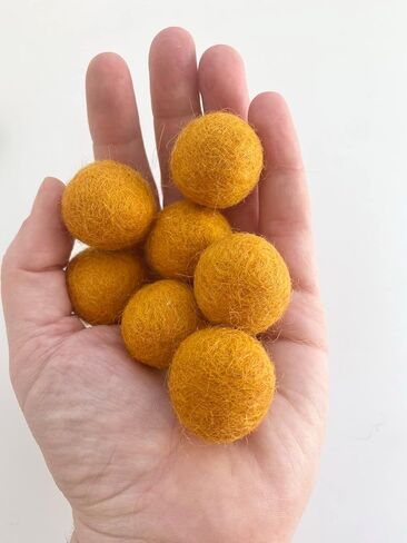 2.5 cm handmade felt balls - Bulk Quantity: 50 - Thanksgiving Colors: Brown, Cider Orange, Almond, Cream, Olive Green - 100% Wool Poms for Crafting, Garland Making, Mantel Banner, Fall Color Scheme in Kuwait