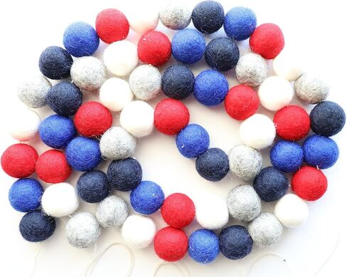 Felt Pom Ball Garland 100% Wool Pom Hand Strung (2cm, 60 Poms,10' String) | Blue Navy Home Banner Mantel Bunting Decor Craft | Mini Felt Factory in Saudi Arabia