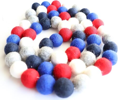 Felt Pom Ball Garland 100% Wool Pom Hand Strung (2cm, 60 Poms,10' String) | Blue Navy Home Banner Mantel Bunting Decor Craft | Mini Felt Factory in Saudi Arabia
