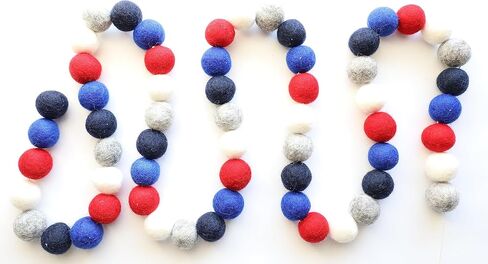 Felt Pom Ball Garland 100% Wool Pom Hand Strung (2cm, 60 Poms,10' String) | Blue Navy Home Banner Mantel Bunting Decor Craft | Mini Felt Factory in Saudi Arabia