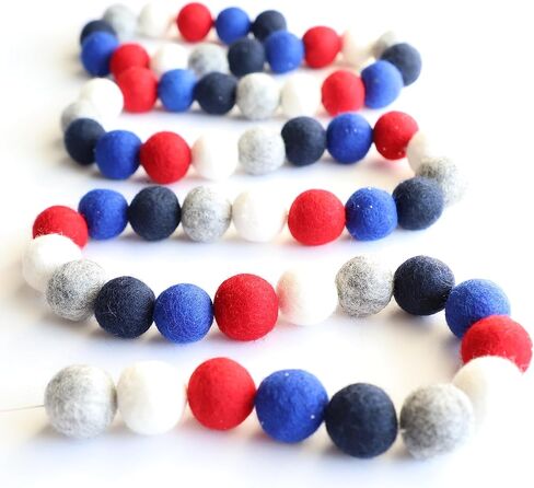 Felt Pom Ball Garland 100% Wool Pom Hand Strung (2cm, 60 Poms,10' String) | Blue Navy Home Banner Mantel Bunting Decor Craft | Mini Felt Factory in Saudi Arabia