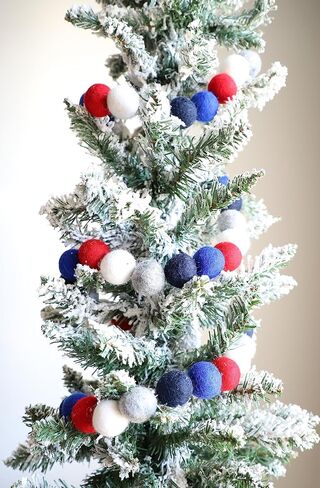 Felt Pom Ball Garland 100% Wool Pom Hand Strung (2cm, 60 Poms,10' String) | Blue Navy Home Banner Mantel Bunting Decor Craft | Mini Felt Factory in Saudi Arabia