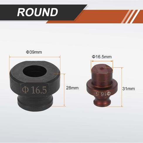 Harfington Hydraulic Hole Punch Die 16.5mm مستديرة حفرة 40CR الصلب مجموعة اللكم الكهربائية لآلة اللكم الكهربائية MHP-20 JP-20 ، Burgundy & Black in Kuwait