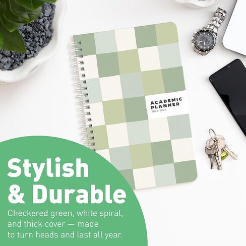 Sweetzer & Orange Academic Planner 2025-2026-مخطط الطلاب في أغسطس 2025 إلى يوليو 2026-التصميم الأسبوعي والشهري-الغلاف القوي والملصقات-التصميم الأخضر المتقلب-5.5 "× 8.5" in Kuwait