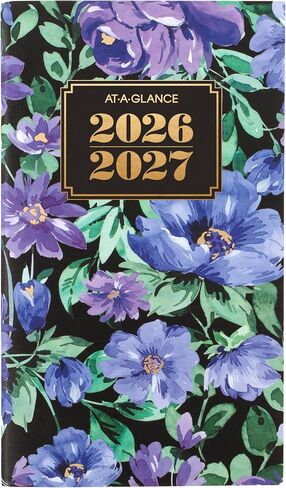 AT-A-GLANCE 2026-2027 مخطط ، مخطط شهري لمدة عامين ، 3.5 "× 6" ، حجم الجيب ، الشارة ، الأزهار (1753F-021-26) in Kuwait