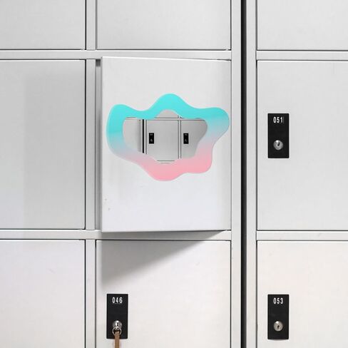 6.6 x 5.5 Inch Iridescent Magnetic Locker Mirror Wavy Acrylic Rainbow Mirror Irregular Odd Shaped Mirror Vanity Holographic Wavy Mirror for Locker Refrigerator Bedroom Home Decor in Saudi Arabia
