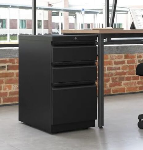 HON Brigade Mobile Pedestal | 2 Box / 1 File Drawer | Radius Pull | 15"W | Black Finish in Saudi Arabia