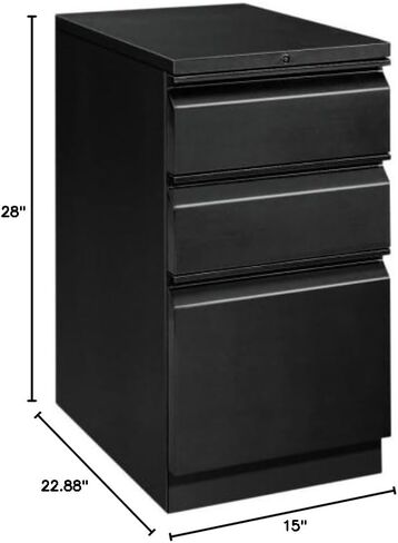 HON Brigade Mobile Pedestal | 2 Box / 1 File Drawer | Radius Pull | 15"W | Black Finish in Saudi Arabia