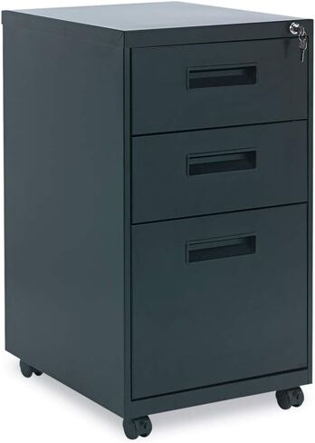 Alera Pabbfbl File Three-Drawer Metal Adfesal ، 14 7/8w x 19-1/8d x 27-3/4h ، Black in Saudi Arabia