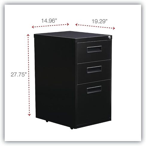 Alera Pabbfbl File Three-Drawer Metal Adfesal ، 14 7/8w x 19-1/8d x 27-3/4h ، Black in Saudi Arabia