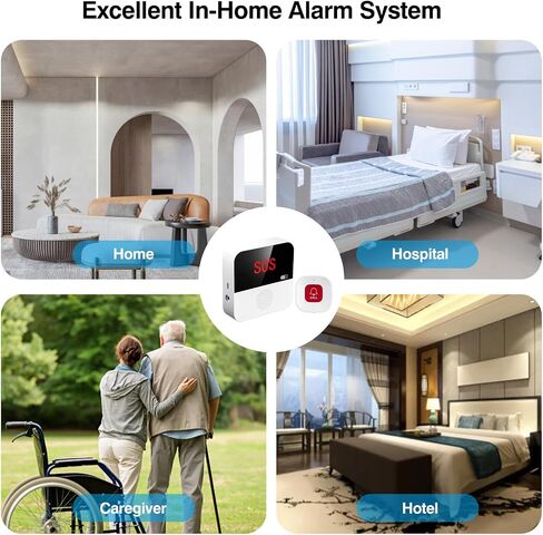 WiFi Pager, Caregiver Pagers Life Alert Systems for Seniors no Monthly Fee, 1 Receiver and 1 SOS Panic Button & 1 Watch Pager, Compatible with Tuya Smart/Smart Life APP in Saudi Arabia