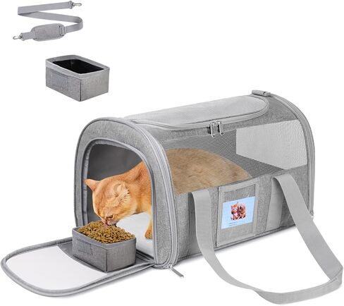 Pet Carrier 17Lx12Wx11H inches, Airline Approved,Pet Travel Carrier Bag for Small Cats and Dogs, Soft Dog Carrier for 1-25 LBS Pets,Dog Cat Carrier with Safety Lock Zipper (Pink) in Kuwait