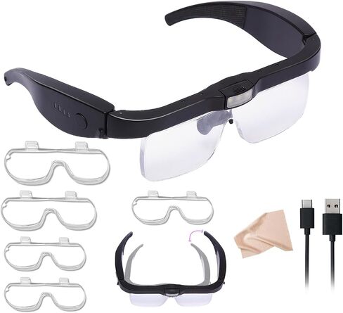 سماعات رأس مكبرة احترافية مع 5 عدسات قابلة للفصل 0.75x-4x و 3 مصابيح LED ، مكبّر عصابة خالية من اليدين قابلة لإعادة الشحن للعمل الوثيق ، هواية المجوهرات ، in Kuwait