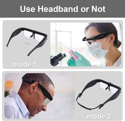 سماعات رأس مكبرة احترافية مع 5 عدسات قابلة للفصل 0.75x-4x و 3 مصابيح LED ، مكبّر عصابة خالية من اليدين قابلة لإعادة الشحن للعمل الوثيق ، هواية المجوهرات ، in Kuwait