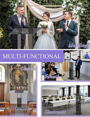 Acrylic Podium Stand with Storage Shelf, 45.5" Modern Clear Lectern with Reading Platform for Classroom, Weddings, Conference, Concert, Professional Presentation Podiums in Saudi Arabia