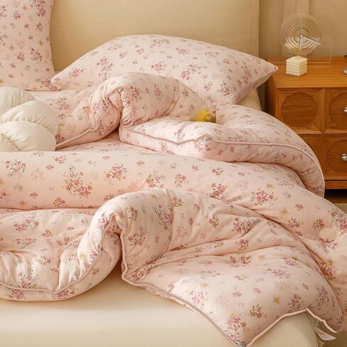 3PCS Comforter Twin Size Bed Set, Ultra Soft Marshmallow Fluffy Comforter Sets, Cute Bedding Set for Kids Girls Teen, Microfiber Lightweight All Seasons Bedroom (Pink Petals) in Kuwait
