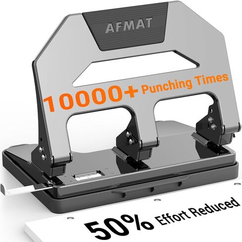 Afmat 3 Hole Puncher Duty Duty ، لكمة الورق الثقيلة من 40 ورقة ، بنسبة 50 ٪ من الجهد الثلاثة ثقب الثقب ، والاستخدامات 10K+ ، ثقب المعادن 3 حلقة مع صينية كبيرة ، بوليت-إن. in Saudi Arabia