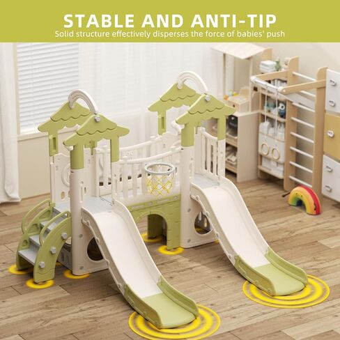 شريحة أطفال Korimefa 9-in-1 ، شريحة Kid للأطفال الصغار من 1 إلى 3 ، وطوق كرة السلة ، والتلسكوب ، وملعب طفل صغير في الخارج ، والبني تحت عنوان الغابات ، و Fe-St-Sww0308 in Kuwait