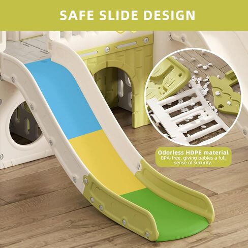 شريحة أطفال Korimefa 9-in-1 ، شريحة Kid للأطفال الصغار من 1 إلى 3 ، وطوق كرة السلة ، والتلسكوب ، وملعب طفل صغير في الخارج ، والبني تحت عنوان الغابات ، و Fe-St-Sww0308 in Kuwait