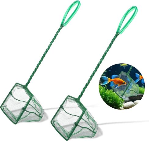 2 PCS Aquarium Fish Net for Fish Tank Net Net Gine Catch Catch-Net مع مقبض بلاستيكي طويل ، أخضر ، 3 بوصة in Kuwait