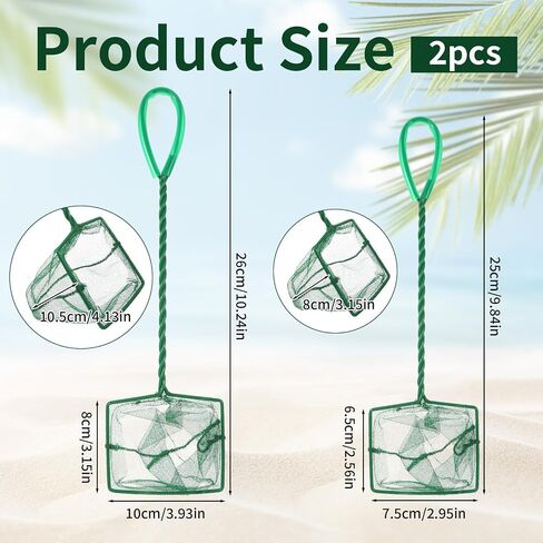 2 PCS Aquarium Fish Net for Fish Tank Net Net Gine Catch Catch-Net مع مقبض بلاستيكي طويل ، أخضر ، 3 بوصة in Kuwait