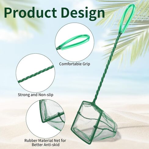 2 PCS Aquarium Fish Net for Fish Tank Net Net Gine Catch Catch-Net مع مقبض بلاستيكي طويل ، أخضر ، 3 بوصة in Kuwait