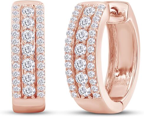 أقراط دائرية مكعبة الزركونيا ثلاثية الصف من الفضة الإسترليني عيار 925 in Kuwait