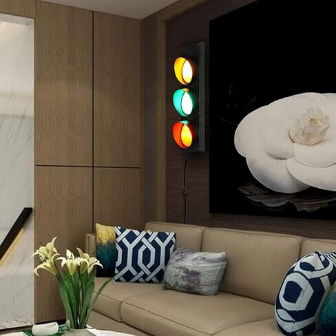 مصابيح الجدار LED أضواء المرور الداخلية للأطفال ، مصباح جدار غرفة نوم مع التحكم عن بُعد وقابس المملكة المتحدة ، 5W × 3 in Kuwait