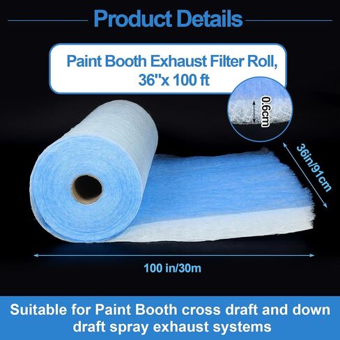 Maxdot Paint Booth Filter Filter Roll ، Fiberglass Paint Paint Collector 36 "× 100 FT SPART SPARTHER ALIBERSLASS ORRESTOR للسيارات رذاذ نظام مرشح الهواء ، 18 جرام in Saudi Arabia