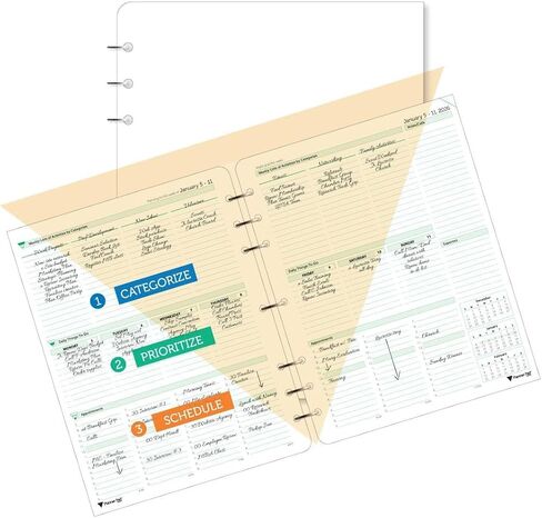 Planner Pad 7 Hole Loose Leaf July 2026 – June 2027 / Academic Year 8 1/2" x 11" 3-Tier Funnel Down 12 Month Large Size Organizer, Soft Green Ink in Saudi Arabia